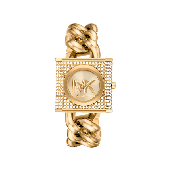 Michael Kors Mini Lock Pavé Gold-Tone Chain Watch