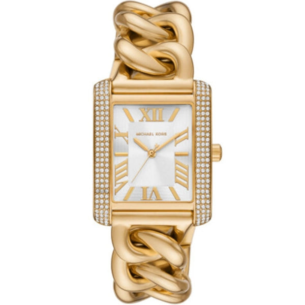 Michael Kors Oversized Emery Pavé Gold-Tone Curb Link Watch