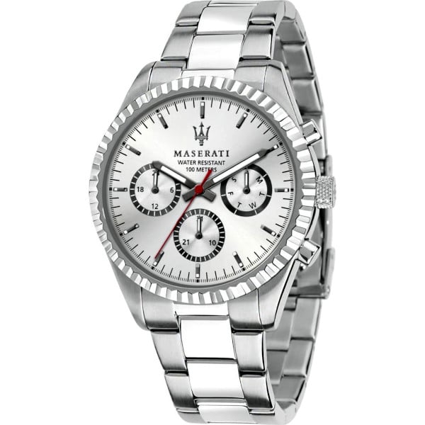 Maserati Competizione Silver Dial Silver Steel Strap Watch
