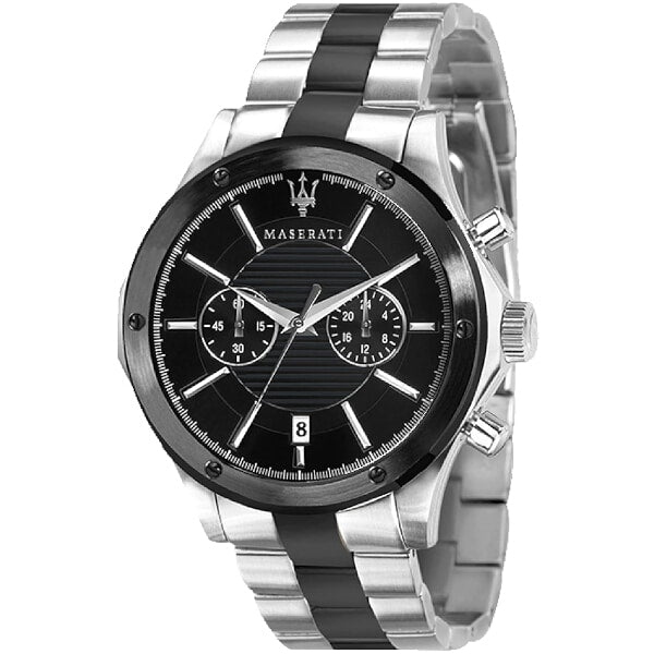 Maserati Circuito Chronograph Black Dial Two Tone Steel Strap Watch