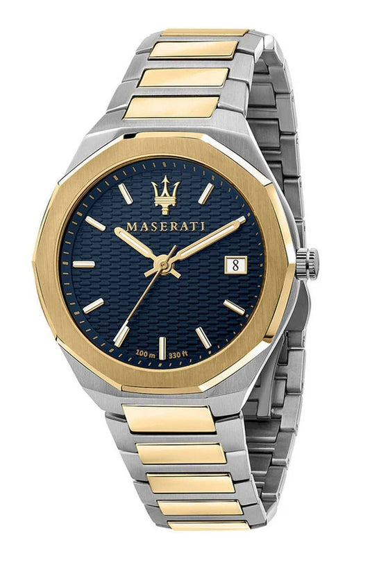 Maserati Stile Black Dial Two Tone Stainless Steel Watch