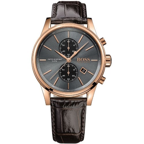 Hugo Boss Jet Grey Dial Croc-Embossed Leather Watch