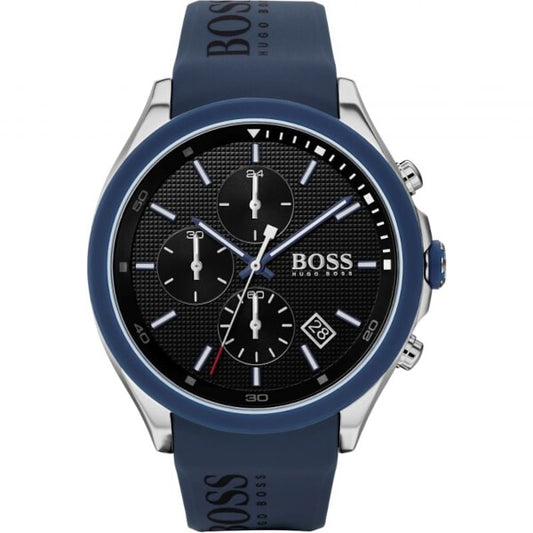 Hugo Boss Velocity Black Dial Silicone Blue Strap Quartz Watch