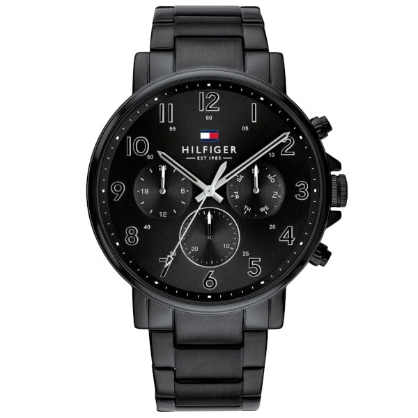 Tommy Hilfiger Daniel Black Dial Black Steel Strap Watch