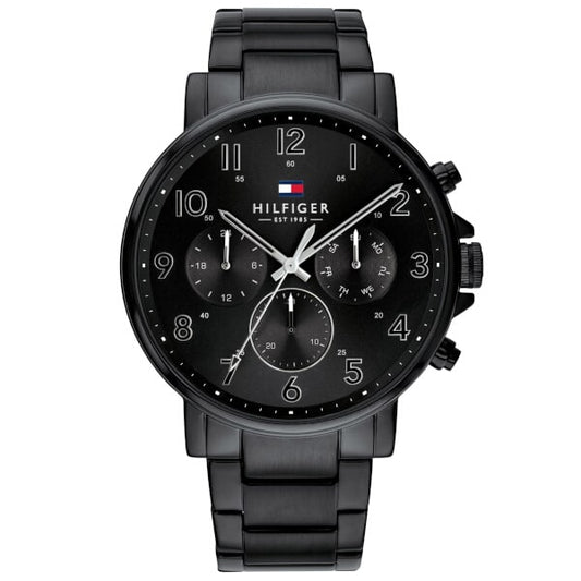 Tommy Hilfiger Daniel Black Dial Black Steel Strap Watch