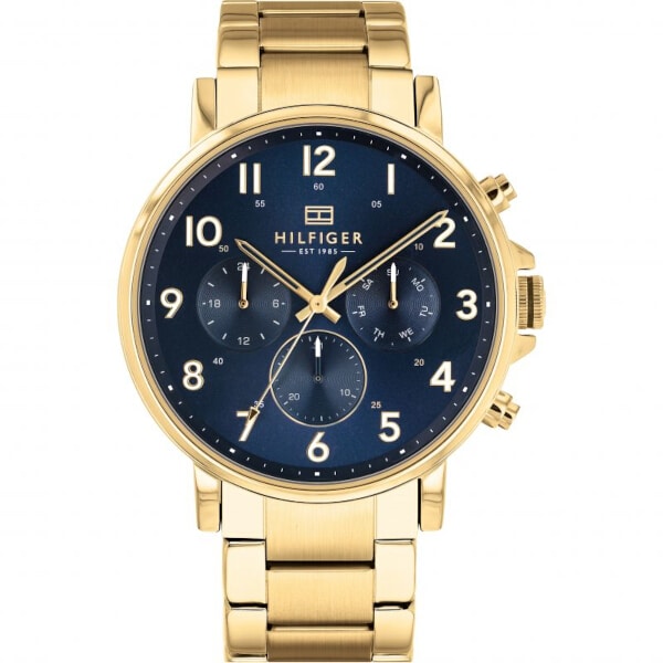 Tommy Hilfiger Daniel Chronograph Blue Dial Gold Steel Strap Watch