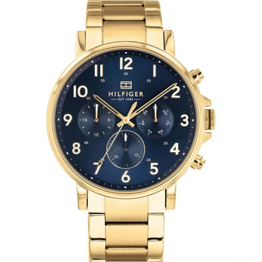Tommy Hilfiger Daniel Chronograph Blue Dial Gold Steel Strap Watch