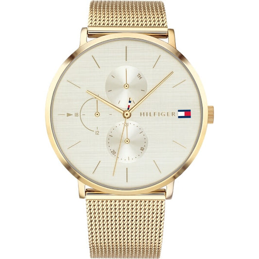 Tommy Hilfiger Jenna Quartz White Dial Gold Mesh Watch