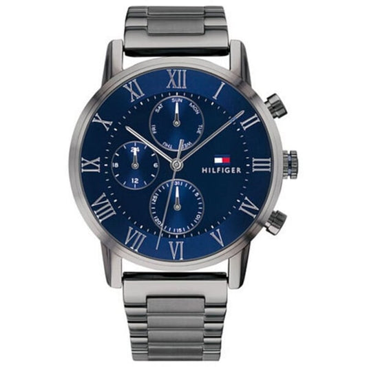 Tommy Hilfiger Kane Quartz Blue Dial Black Steel Strap Watch