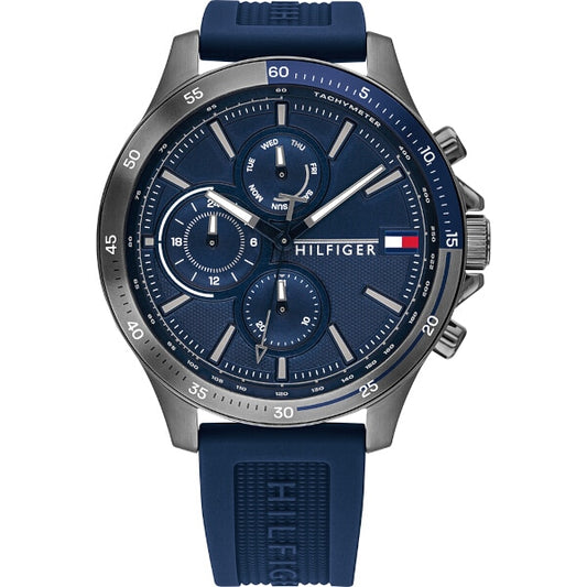 Tommy Hilfiger Bank Blue Dial Blue Rubber Strap Watch