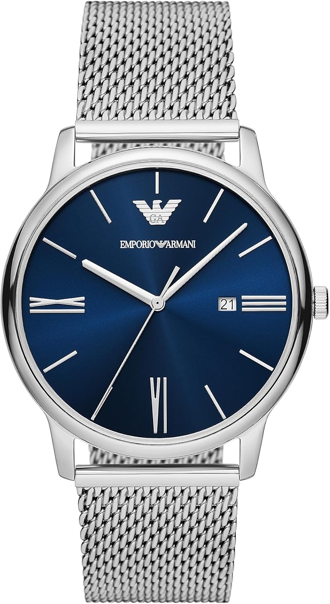 Emporio Armani Blue Dial Stainless Steel Mesh Watch