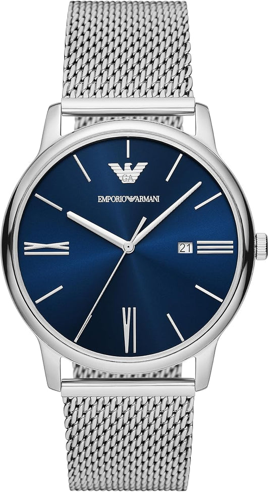 Emporio Armani Blue Dial Stainless Steel Mesh Watch