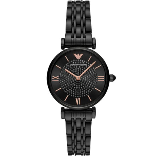 Emporio Armani Gianni T Bar All Black Diamond Dial Watch
