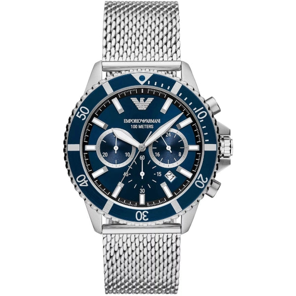 Emporio Armani Diver Chronograph Stainless Steel Mesh Watch