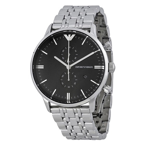Emporio Armani Classic Chronograph Black Dial Stainless Steel Watch