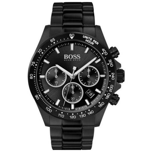 Hugo Boss Hero Black Dial Black Steel Strap Watch
