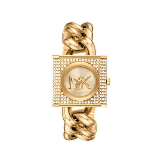 Michael Kors Mini Lock Pavé Gold-Tone Chain Watch