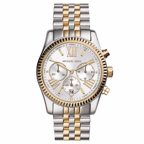 Michael Kors Lexington Silver Dial Two Tone Steel Strap Watch