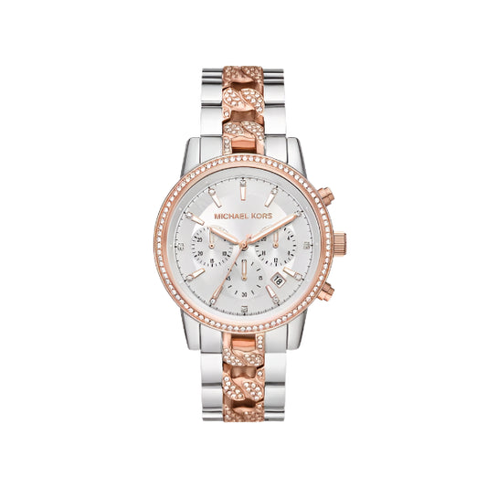 Michael Kors Oversized Ritz Pavé Two-Tone Curb Link Watch