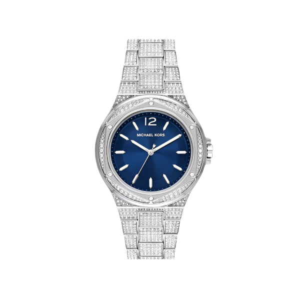 Michael Kors Lennox Pave Glitz Crystal Silver Blue Watch