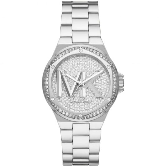 Michael Kors Lennox Pavé Logo Silver-Tone Watch