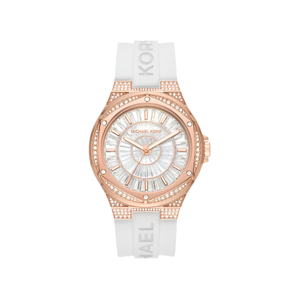 Michael Kors Oversized Everest Pavé Rose Gold-Tone and Silicone Watch