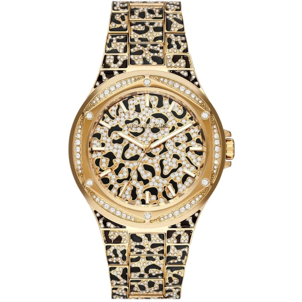 Michael Kors Oversized Lennox Animal Pavé Gold-Tone Watch