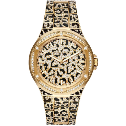 Michael Kors Oversized Lennox Animal Pavé Gold-Tone Watch