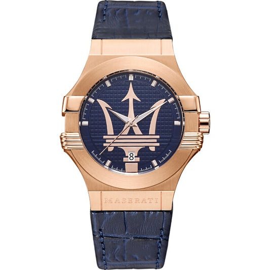 Maserati Potenza Quartz Blue Leather Strap Watch