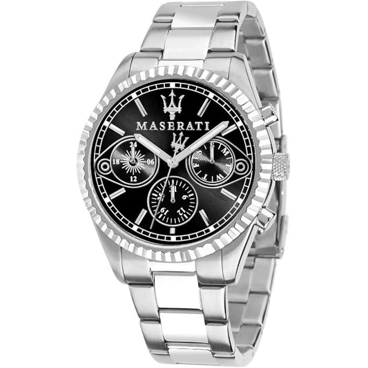 Maserati Competizione Silver Chronograph Black Dial Watch