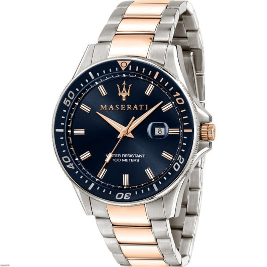 Maserati Sfida Blue Dial Two Tone Stainless Steel Quartz Watch