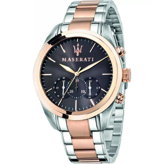 Maserati Traguardo Chronograph Brown Dial Two Tone Steel Strap Watch