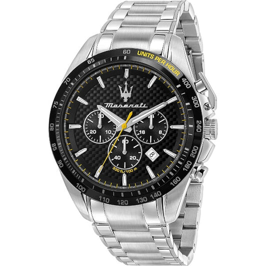 Maserati Men's Traguardo Black Chronograph Dial Stainless Steel Watch