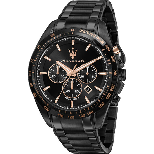 Maserati Traguardo Chronograph Stainless Steel Black Dial Quart Watch