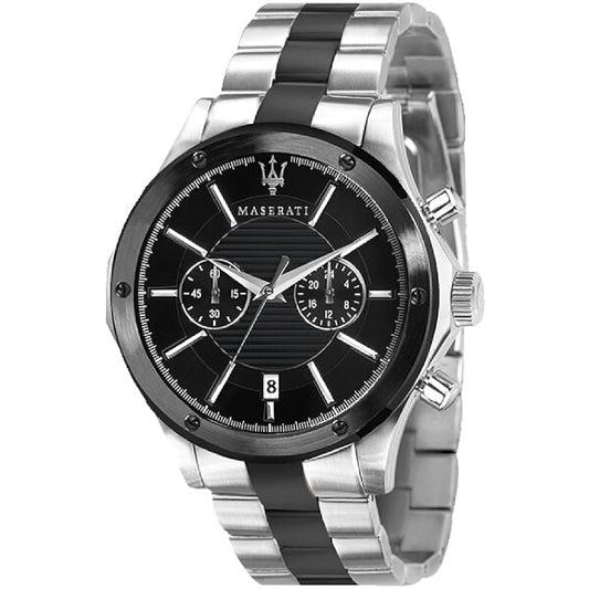 Maserati Circuito Chronograph Black Dial Two Tone Steel Strap Watch