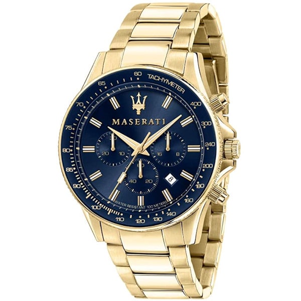 Maserati Sfida Chronograph Gold Tone Stainless Steel Blue Dial Quartz Watch